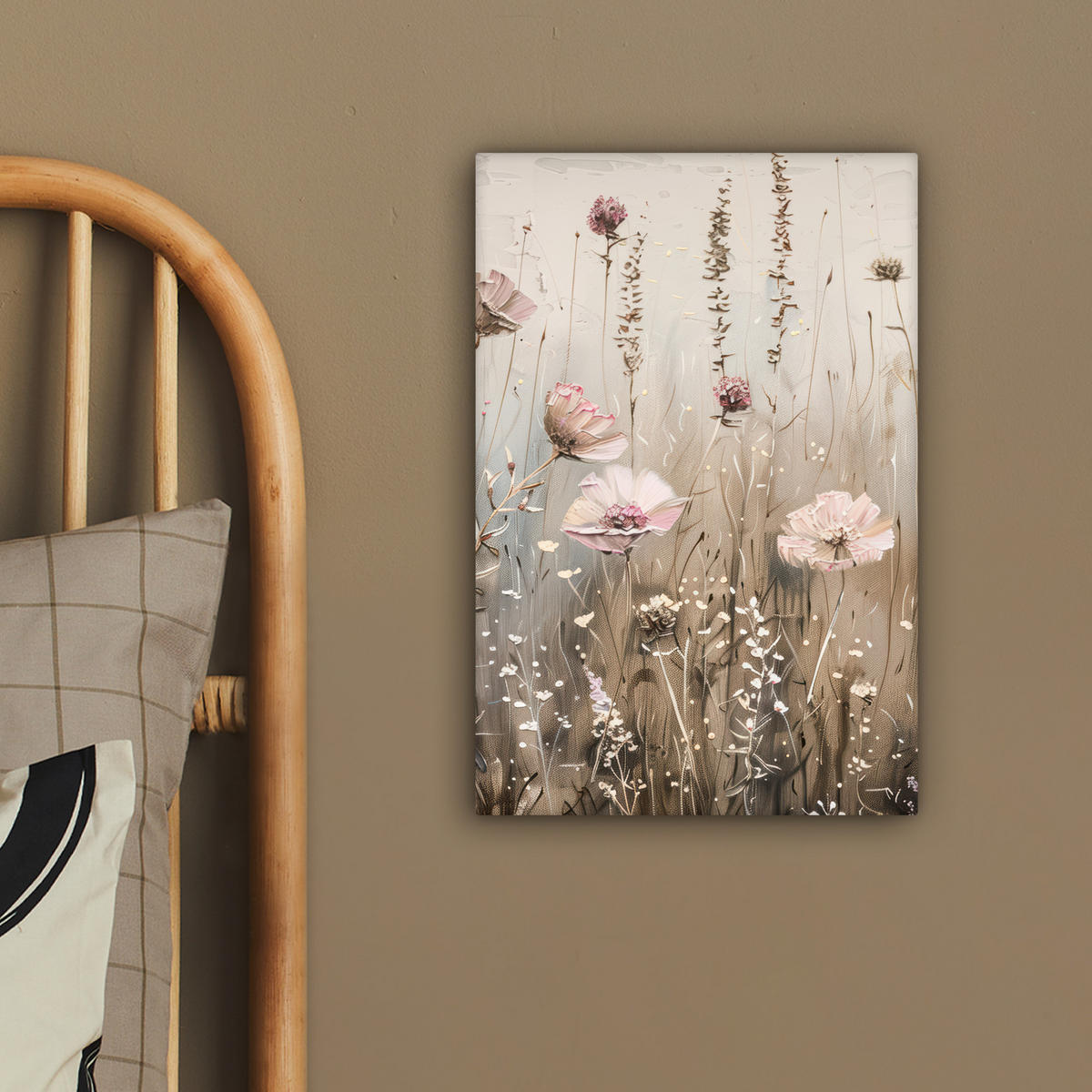 LEINWANDBILD Blumen - Rosa - Modern - Beige 20x30 cm - Beige, Textil (20/30cm) - MuchoWow