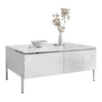 COUCHTISCH AURORA SILVER mit Stauraum und geraden Beinen - Weiß Hochglanz, Holzwerkstoff (60/90/44.5cm) - Lookway
