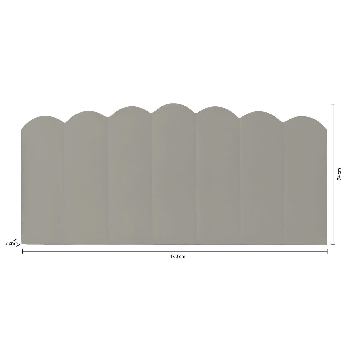 KOPFTEIL aus Graues Samt 160/74/3 cm SHELL - Grau, Textil (160/74/3cm) - RNT By Really Nice Things