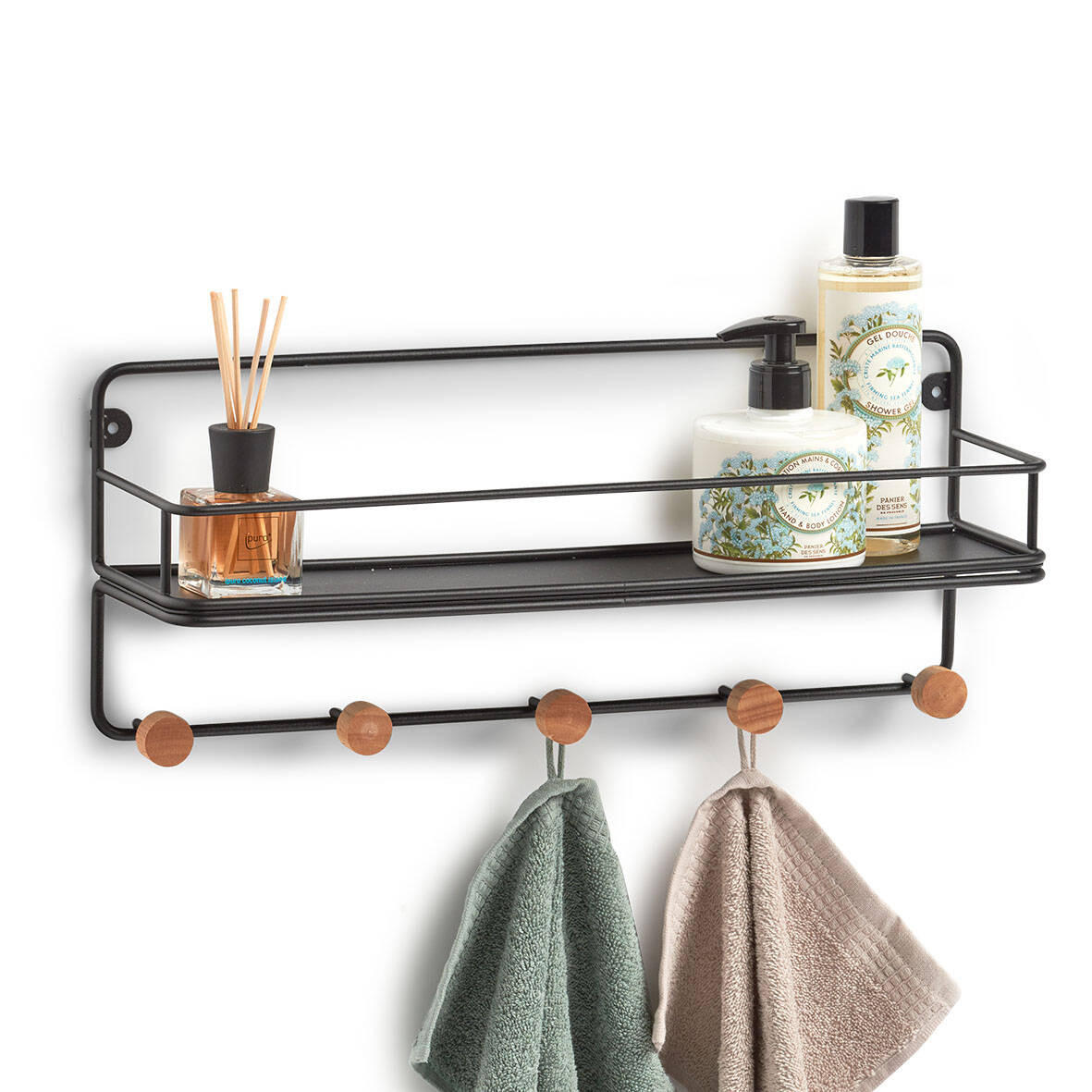 Thumbnail - Regal, Schwarz, Metall, 11.8x19.3x45 cm, Wohnzimmer, Regale, Wandregale