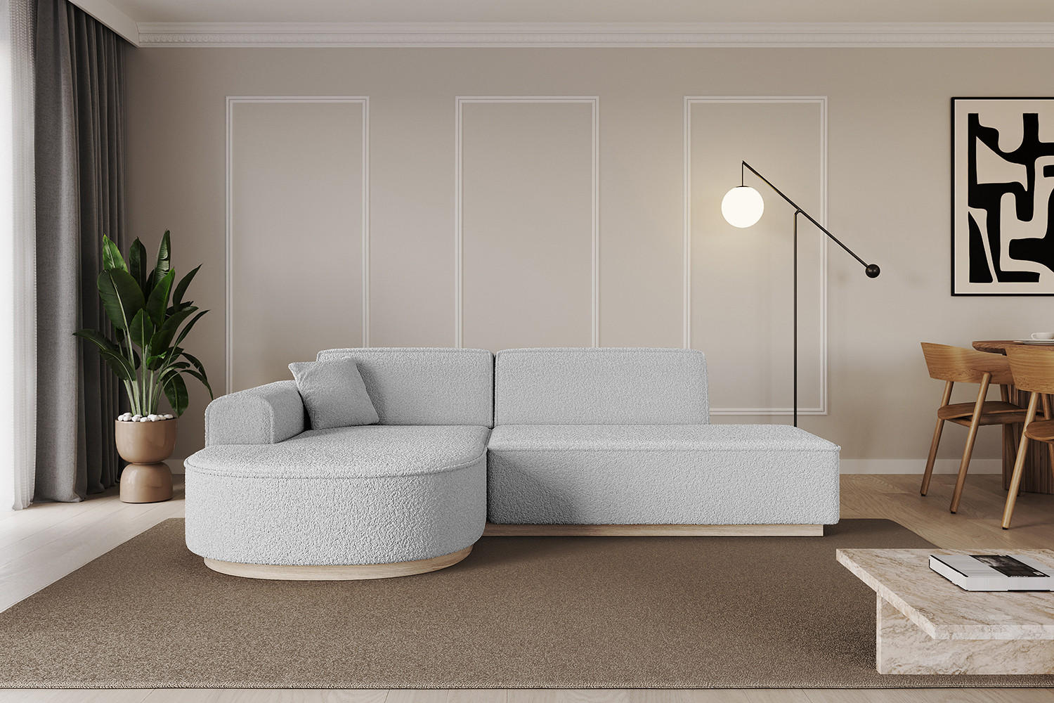 ECKSOFA Ottomane Links ARRIO-L1 - 243x171x83 cm Hellgrau - Hellgrau, Holzwerkstoff/Textil (243/171cm) - ALTDECOR