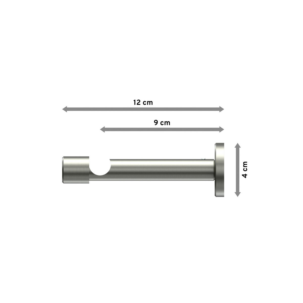 TRÄGER FÜR GARDINENSTANGEN 16 mm Ø, Sinux 1-läufig, Edelstahl-Optik - Edelstahlfarben, Metall (11.8/4/4cm) - INTERDECO