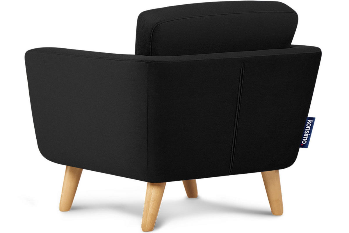 SESSEL TAGIO Massivholz-Beine, Schwarz - Schwarz/Braun, Buchenholz/Textil (86/80/88cm) - KONSIMO®