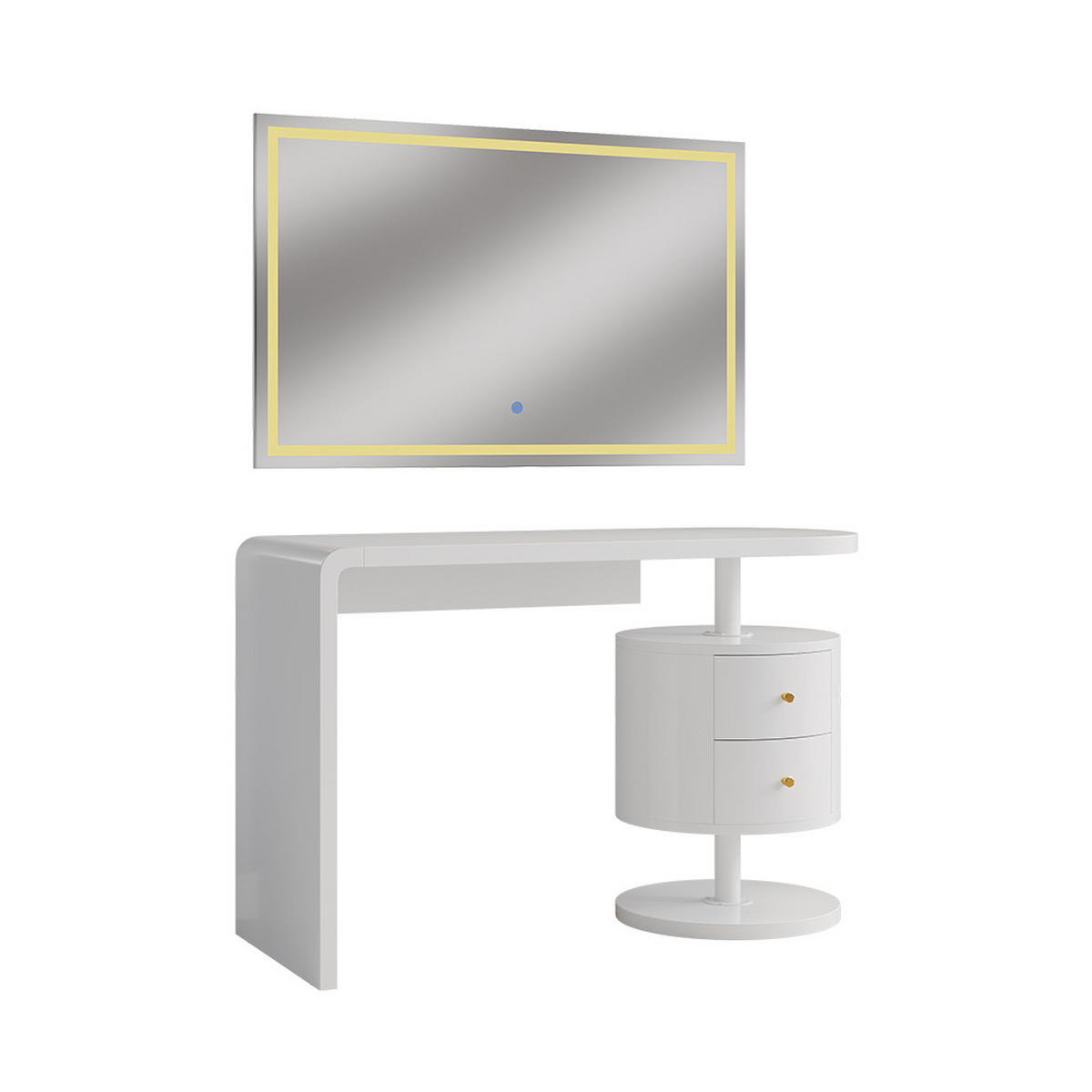 SCHMINKTISCH Lara Weiß 120 cm mit LED-Spiegel - Weiß, Holzwerkstoff (120/76/50cm) - Vicco