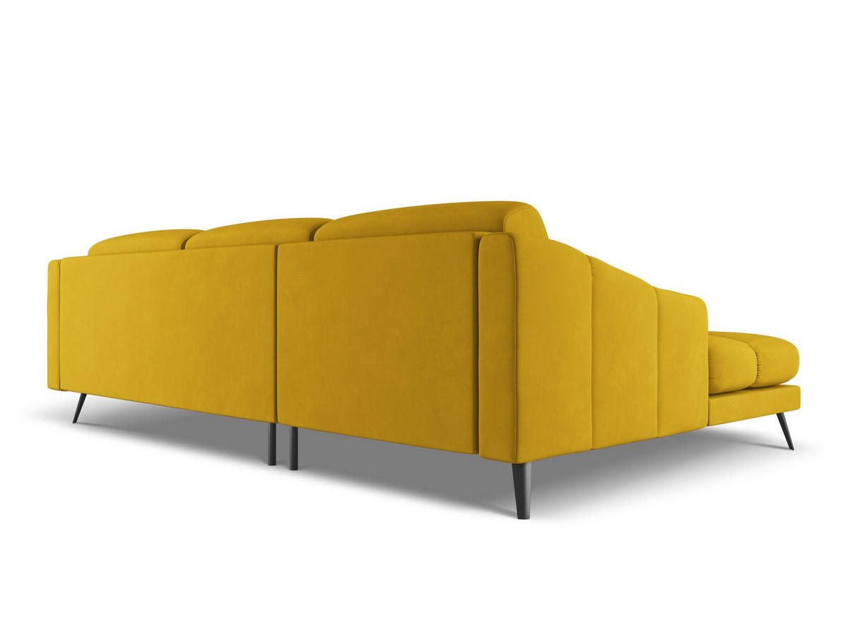 ECKSOFA Links Chenille Stoff Gelb - Currygelb/Gelb, Textil/Metall (160/264cm) - Makamii