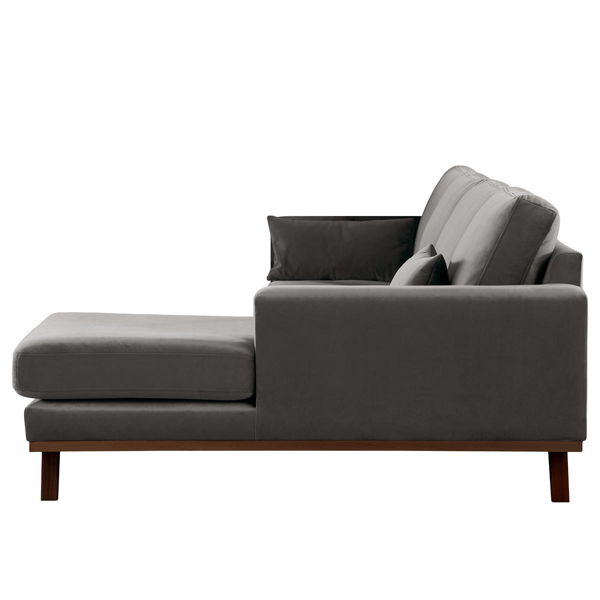 ECKSOFA mit Longchair - Dunkelgrau/Buchefarben, Textil (281/153cm) - home24