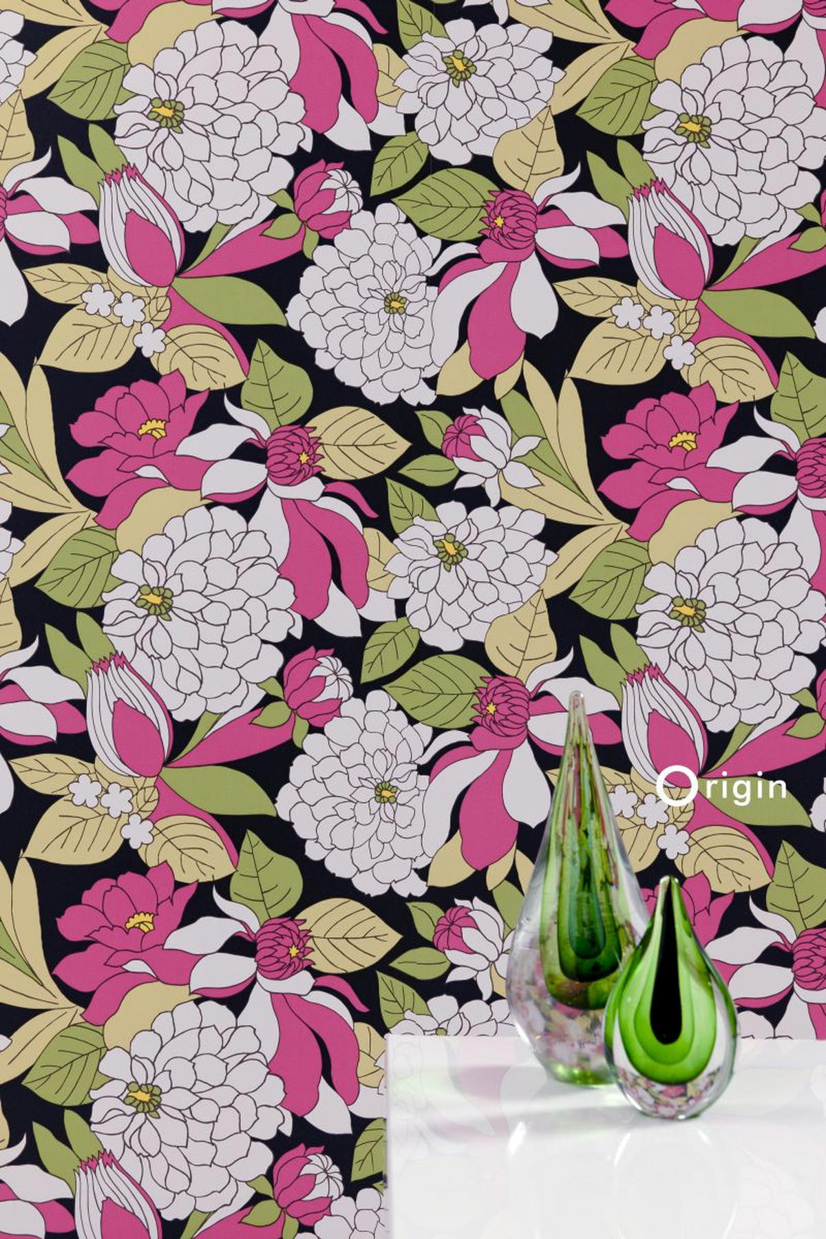 TAPETE Blumen 52 cm x 10.05 m - Pink, Papier (52/1000cm) - Origin Wallcoverings