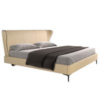 BETT Bett aus cremefarbenem Kunstleder 220/217/110 cm - Creme/Schwarz, Leder (180/200cm) - ANGEL CERDA