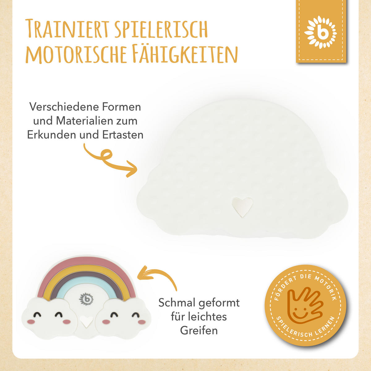 BEISSRING Silikon Regenbogen - ab Geburt - Multicolor, Kunststoff (6/9cm) - Bieco Spielwaren