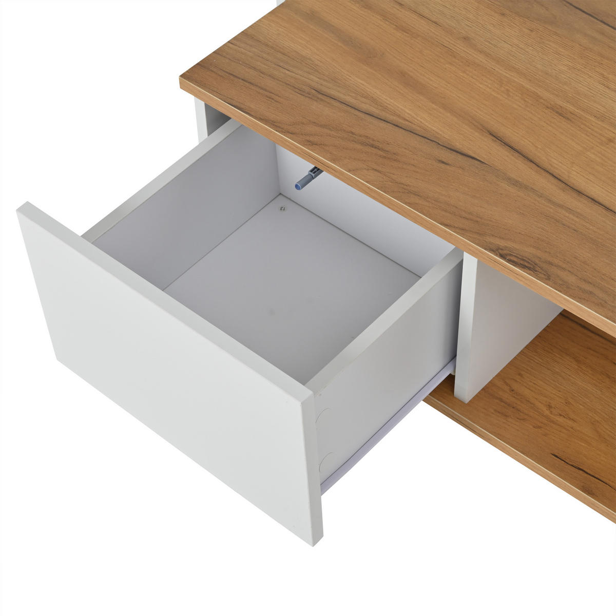 COUCHTISCH Weiß/Nussbaumfarben, 70/70/31,5 cm mit 3 Schubladen - Weiß, Holzwerkstoff (70/70/31.5cm) - PANGIVO