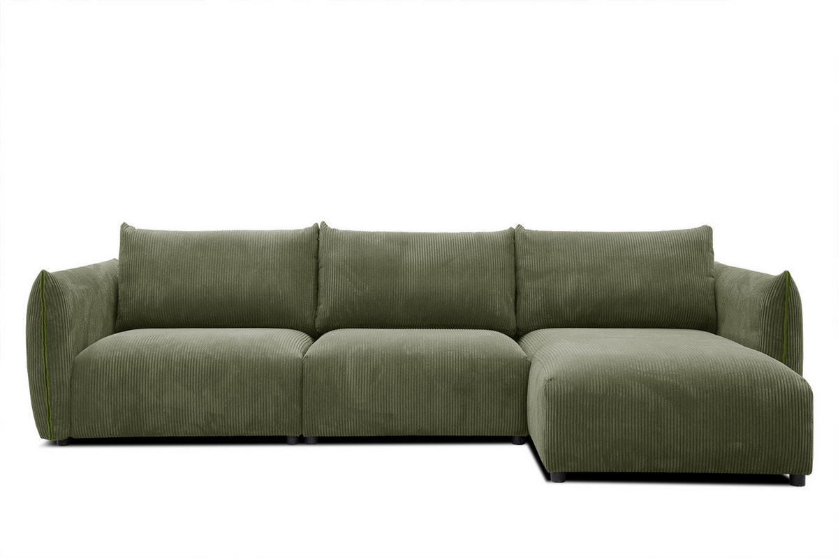ECKSOFA TAUER 5-Sitzer, olivgrün - Schwarz/Olivgrün, Holzwerkstoff/Kunststoff (294/173cm) - Courtois Laville