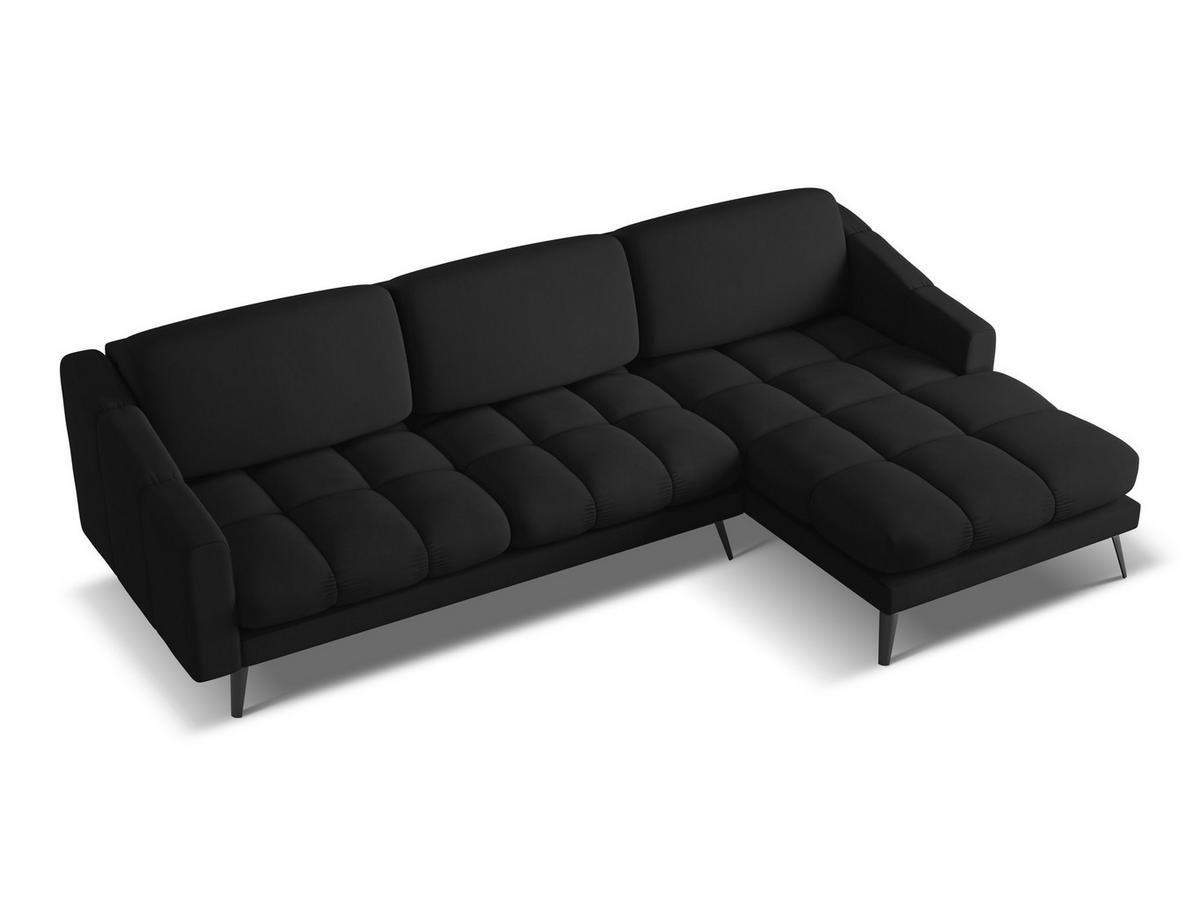 ECKSOFA Rechts Chenille Stoff Schwarz - Schwarz, Textil/Metall (264/160cm) - Makamii