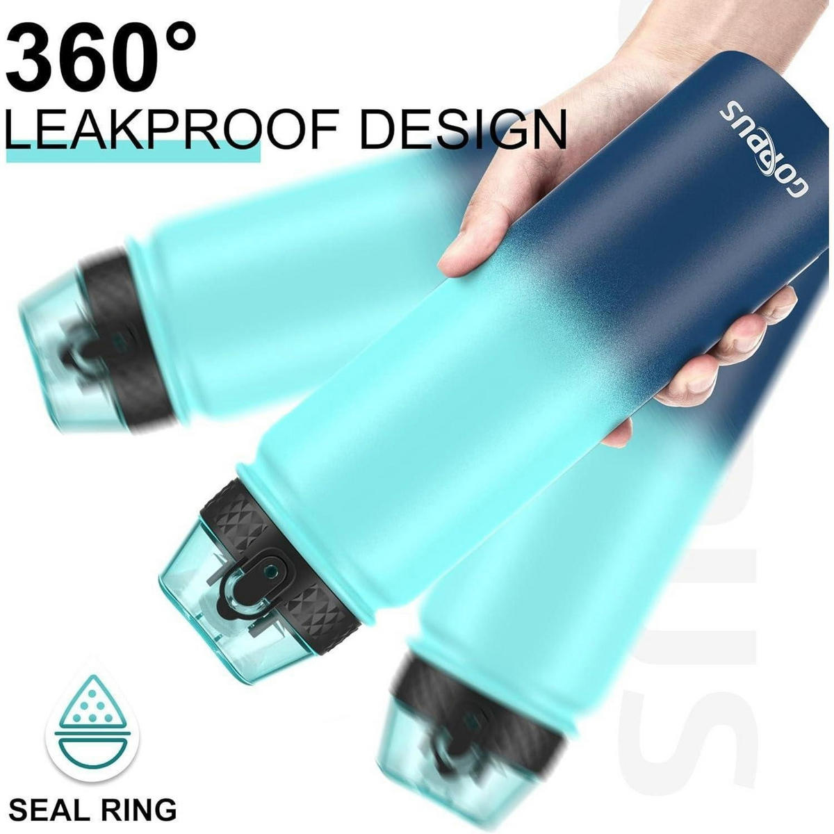 THERMOSFLASCHE mit Strohhalm 1000 ml Grün Blau - Türkis, Metall (8/8cm)