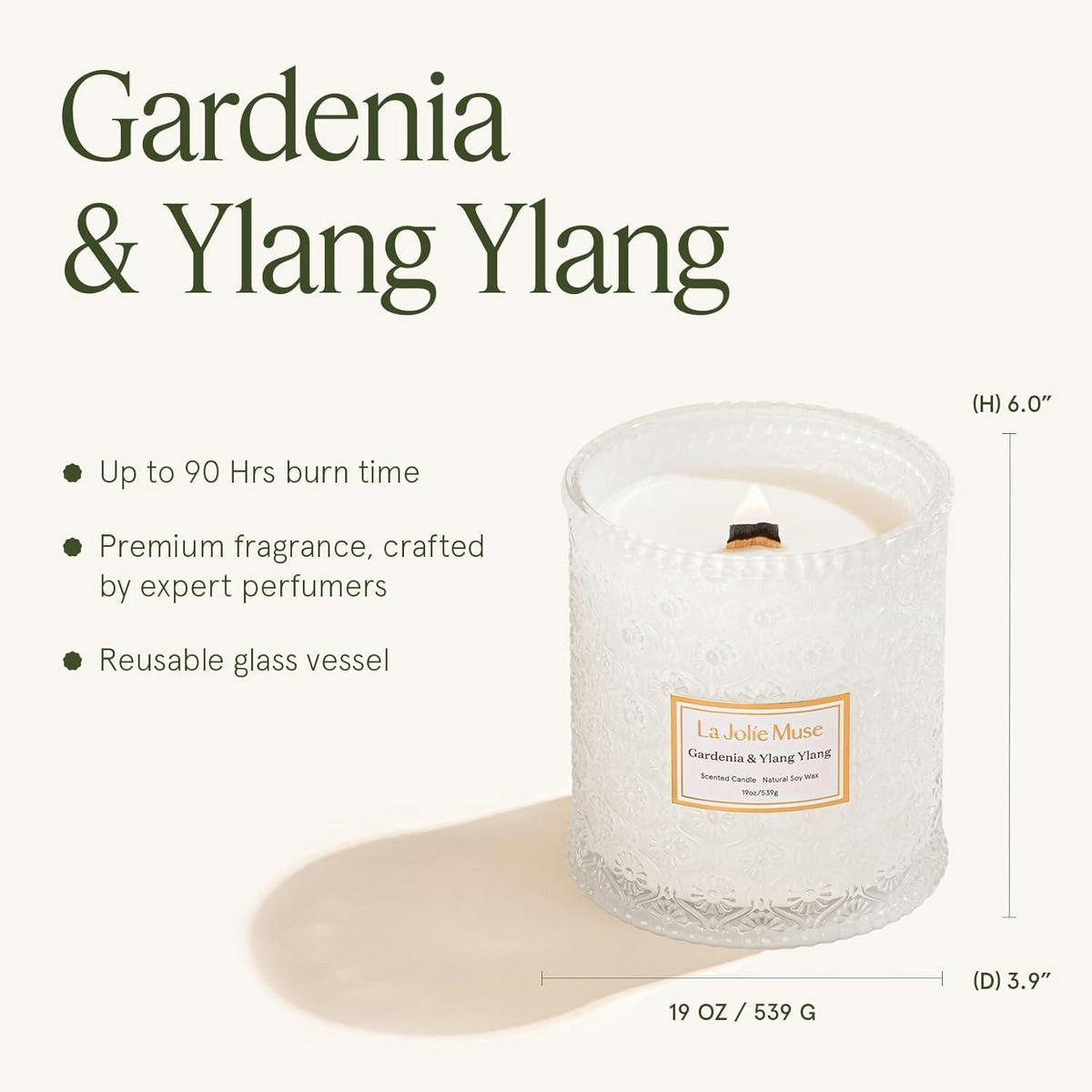 DUFTKERZE im Glas Gardenia & Ylang Ylang 550g - Transparent, Glas (15.2cm)