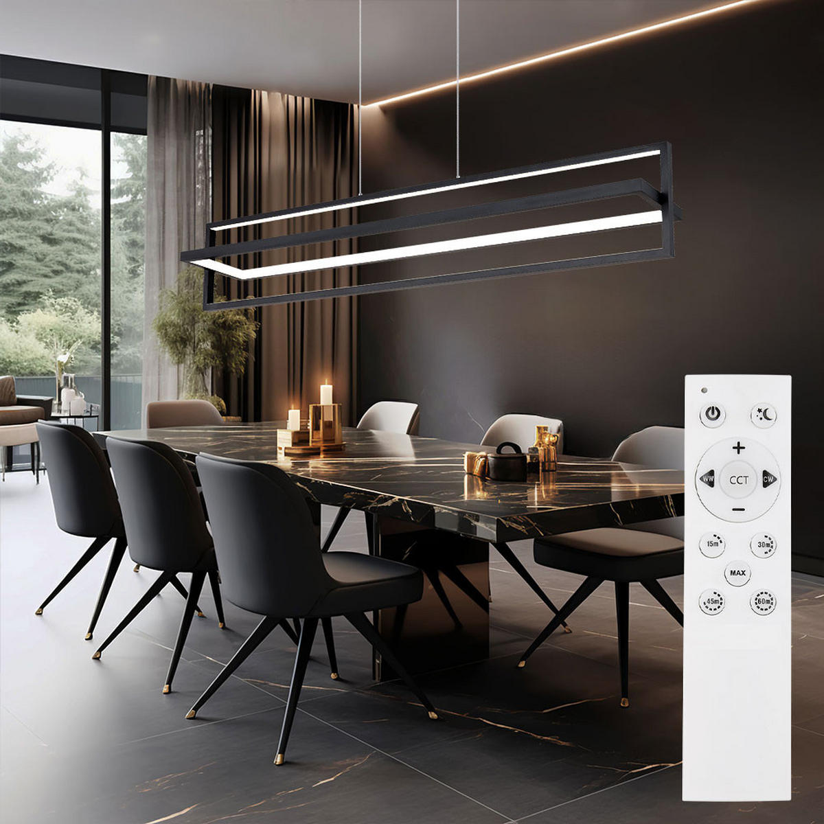 LED HÄNGELEUCHTE Flips Schwarz - Schwarz, Metall (102/18/120cm) - Globo Lighting