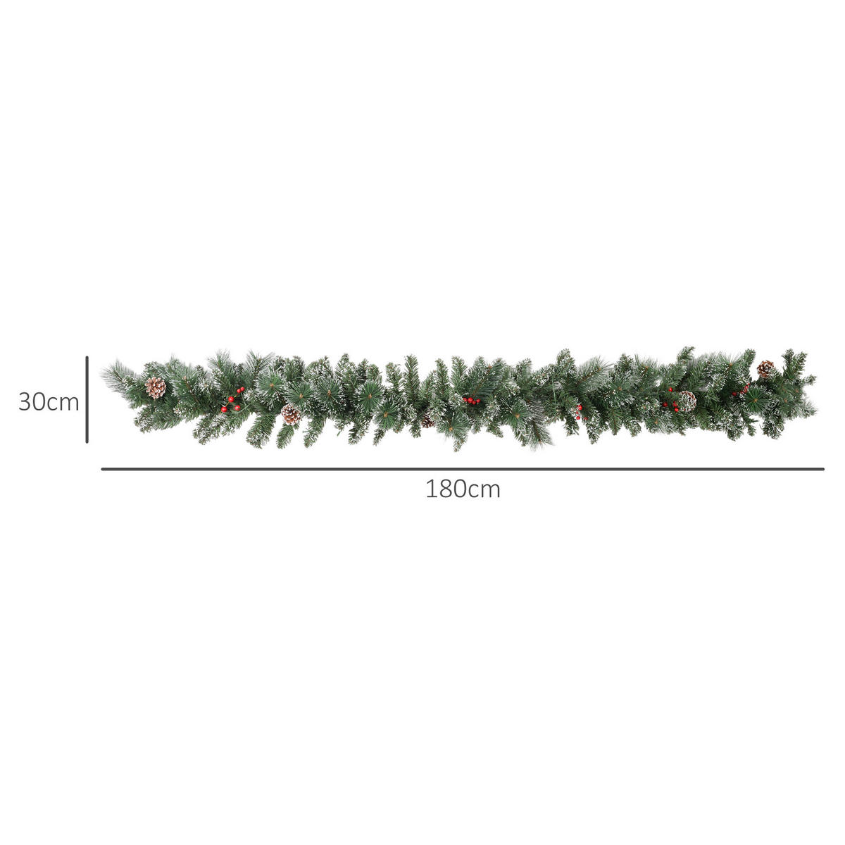 1,8 m künstliche Weihnachtsgirlande mit Lichterkette Blumendekoration Grün - Grün, Kunststoff/Metall (180cm) - HOMCOM
