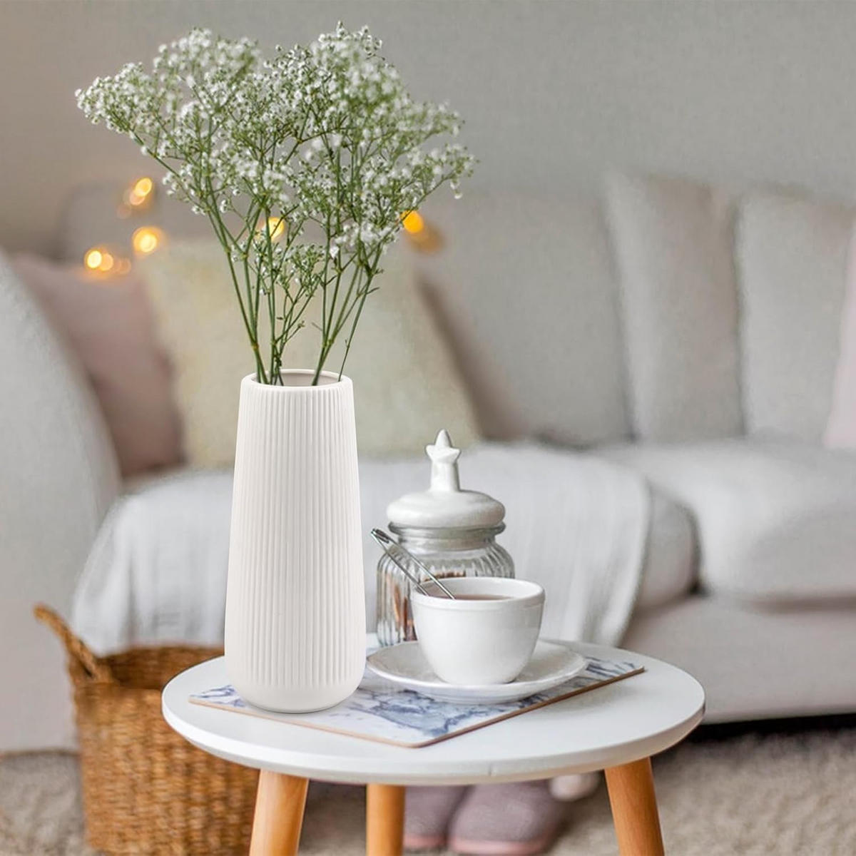 VASE 20 cm Keramik - Weiß, Keramik (20cm) - LIBRATON