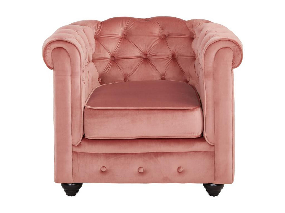 COUCHGARNITUR 3+1 - Samt - Rosa - CHESTERFIELD - Pink, Textil (88/72/205cm) - Vente-Unique