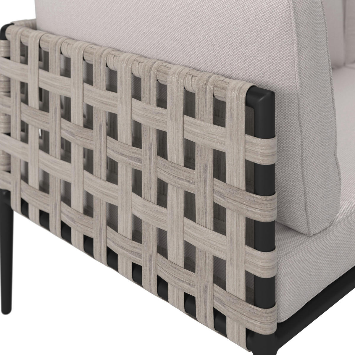LOUNGEGARNITUR Enja Hellgrau Metall/Outdoorstoff - Hellgrau, Metall