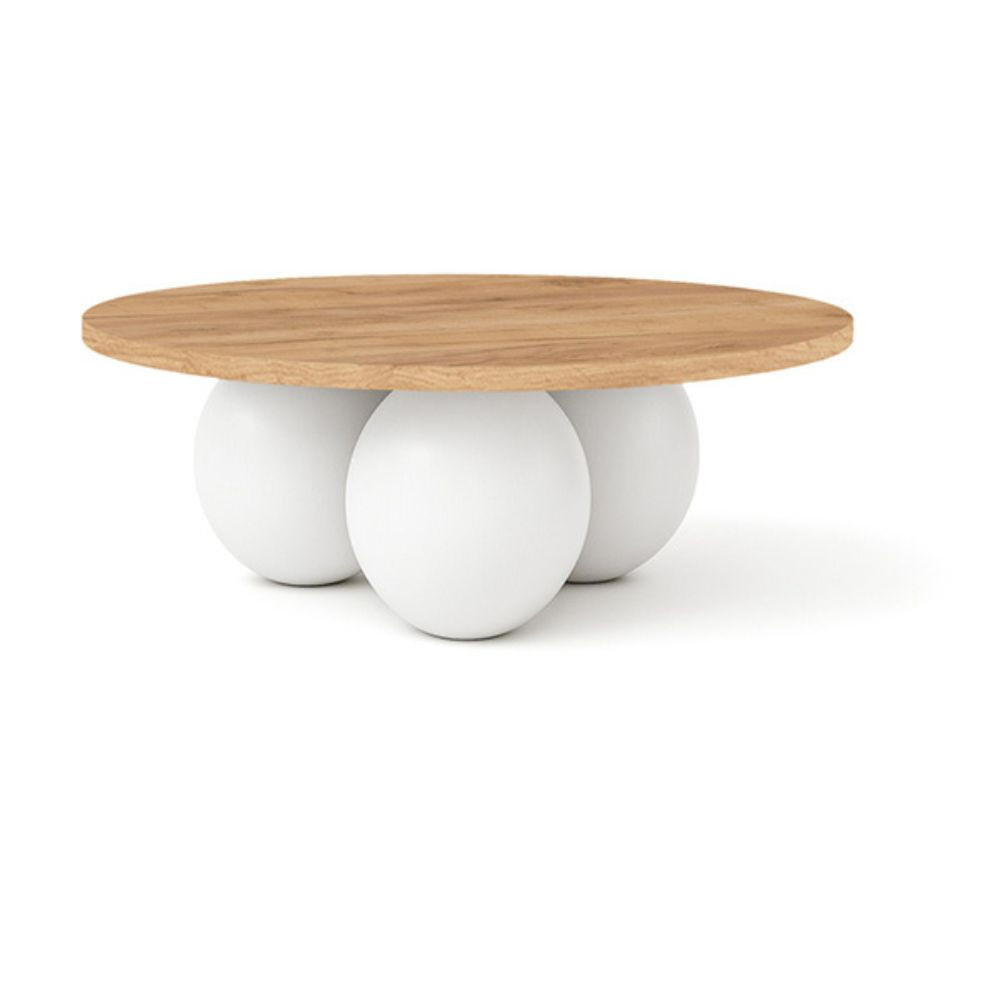 COUCHTISCH BELLY runder 60 cm im modernen Stil (Eiche Craft Golden/Weiß) - Eichefarben/Weiß, Holz (60/60/27cm) - Dekori_Interiors