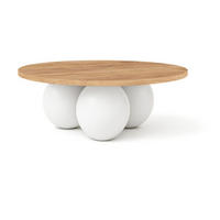 COUCHTISCH BELLY runder 60 cm im modernen Stil (Eiche Craft Golden/Weiß) - Eichefarben/Weiß, Holz (60/60/27cm) - Dekori_Interiors