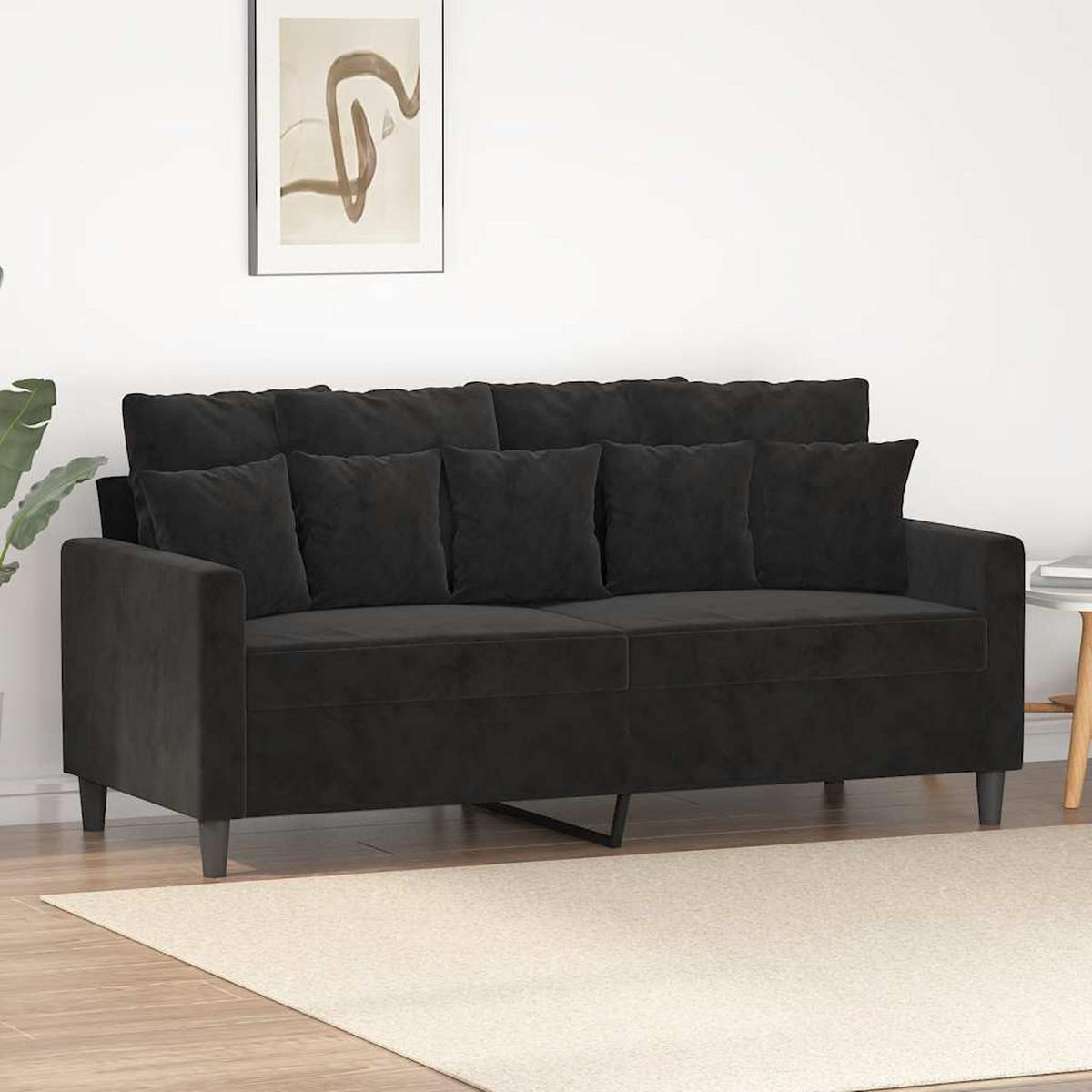 2-SITZER-SOFA Frankenthal - Schwarz, Naturmaterialien (158/80/77cm) - Nettlife