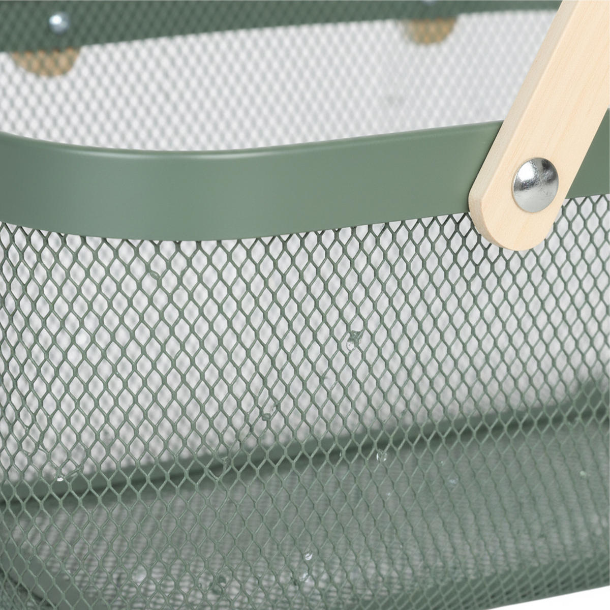 DRAHTKORB - Türkis, Holz/Metall (43/17.5/27cm) - Relaxdays