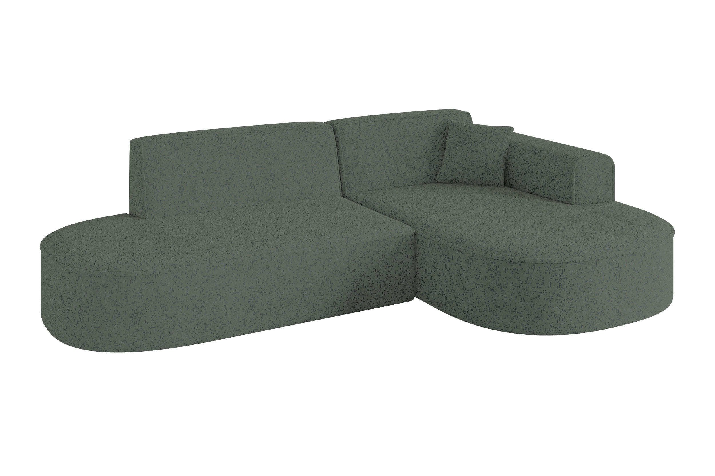 ECKSOFA Ottomane Rechts MARI-L1 - 243x171x79 cm Grün Tissu - Schwarz/Grün, Holzwerkstoff/Kunststoff (171/243cm) - ALTDECOR