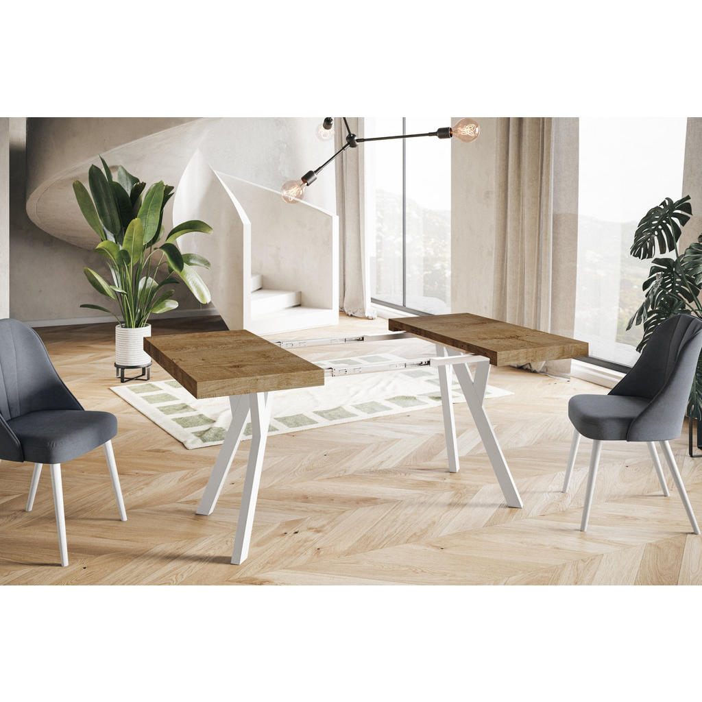 Thumbnail - Alpi-Möbel Esszimmertisch, Dunkelbraun, Weiß, Holzwerkstoff, Quadratisch, X-Form, 100x77x100 cm, Esszimmer, Tische, Esst...