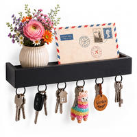 SUPORT pentru chei negru bambus 6 cârlige - negru, lemn/metal (26/5/7cm) - Relaxdays