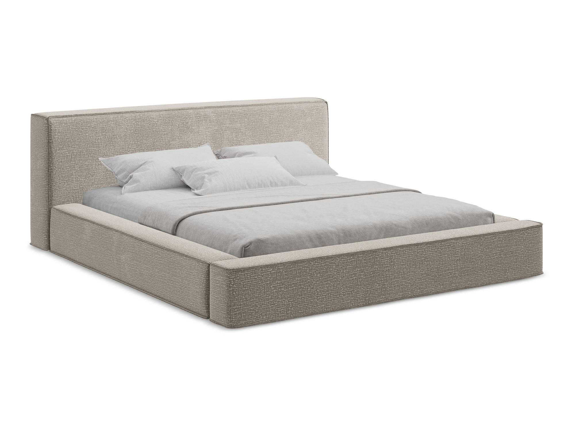 POLSTERBETT mit Bettkasten und Lattenrost 200x240 Grau - Taupe/Schwarz, Kunststoff/Textil (160/200cm) - Makamii