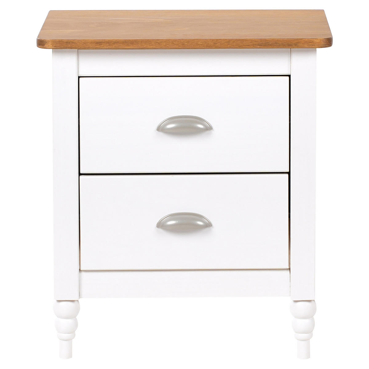 NACHTTISCH Weiß/Silber/Heller Holzfarbton Shillington - Hellbraun/Silberfarben, Holz (46/52/35cm) - Beliani