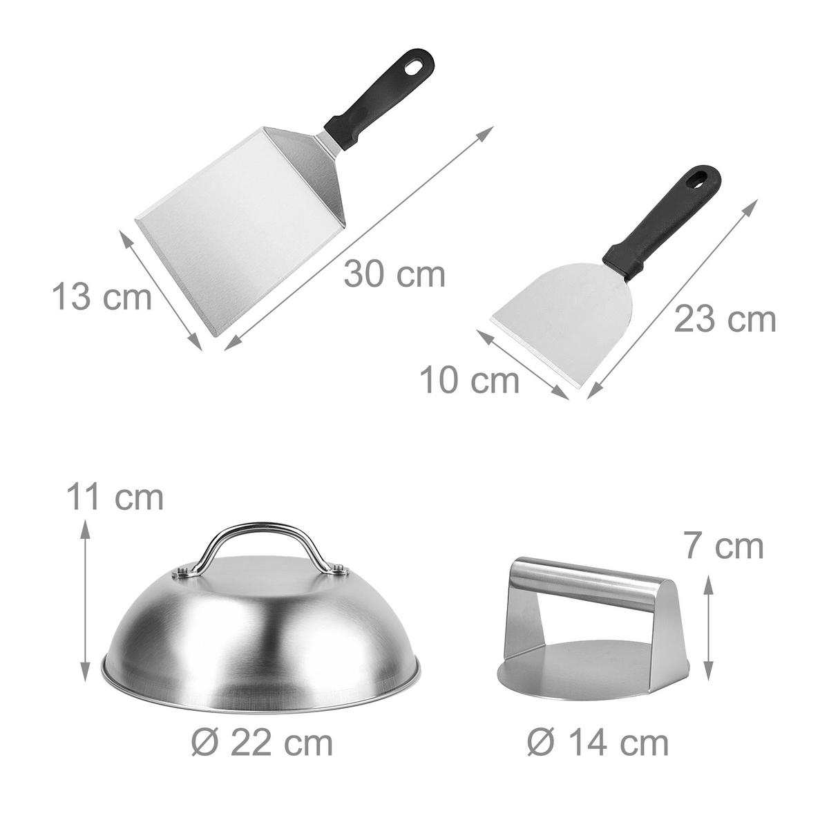 5XSET na hamburger - strieborná, kov (22/11/22cm) - Relaxdays