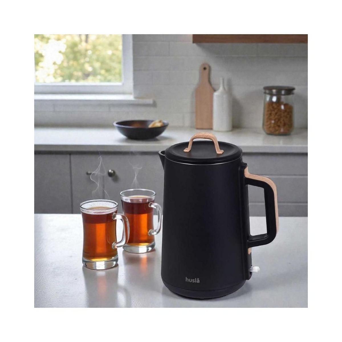WASSERKOCHER ELEKTRISCH Schwarz 20/18/25 cm 64694 - Schwarz, Kunststoff (18/25/20cm) - Husla 