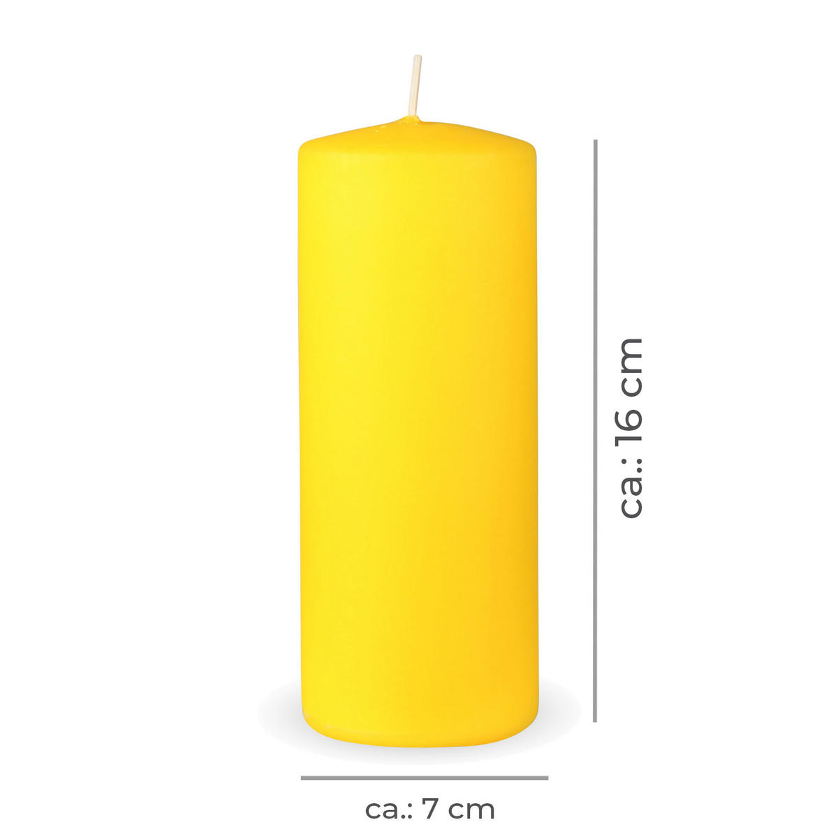 STUMPENKERZEN "Gelb", Größe Ø7cm x Höhe: 16 cm - Hellgelb, Naturmaterialien (7/16cm) - HS Candle