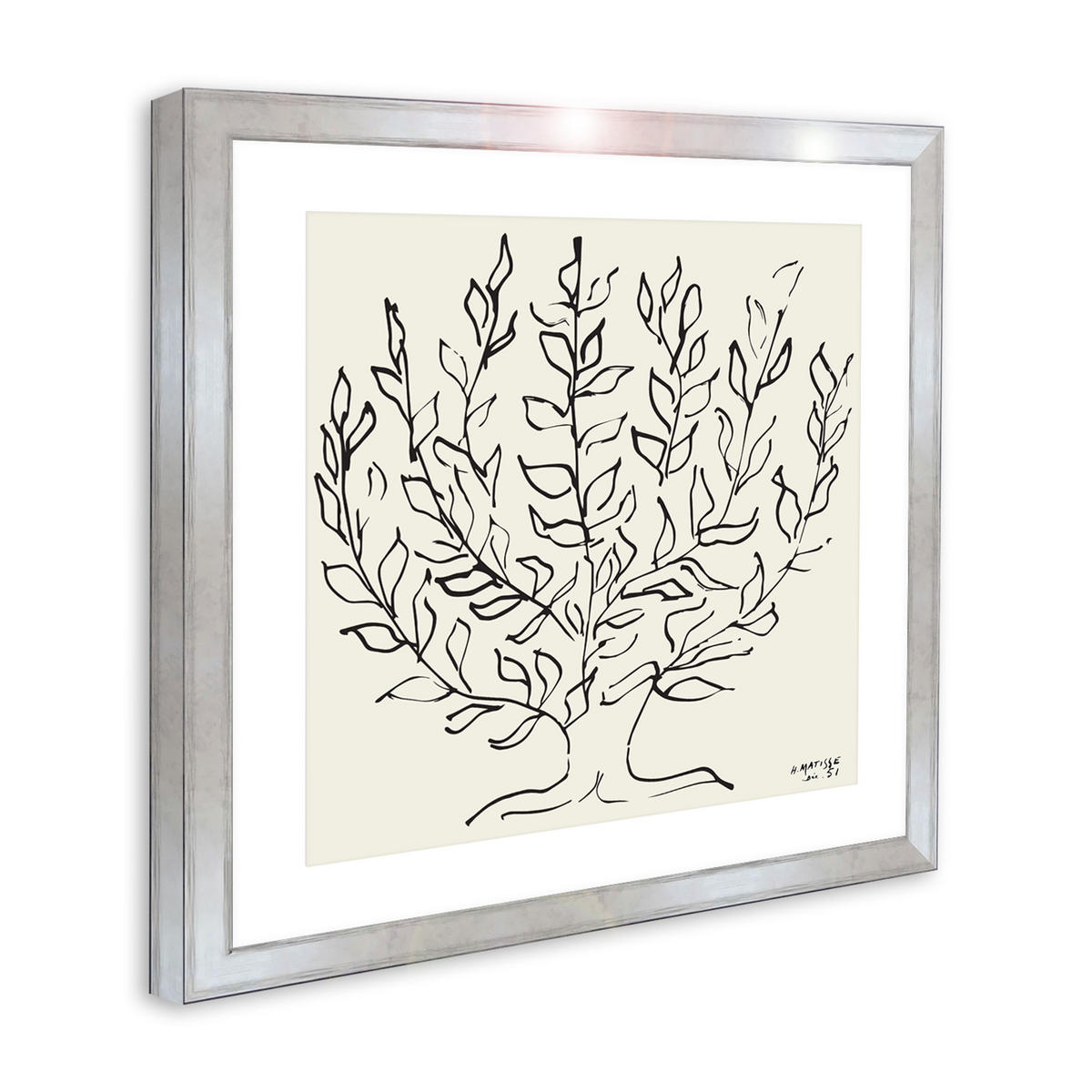 BILD gerahmt 53x53 cm Henri Matisse „Le Platane“ - Weiß, Holz (53/53cm) - artissimo