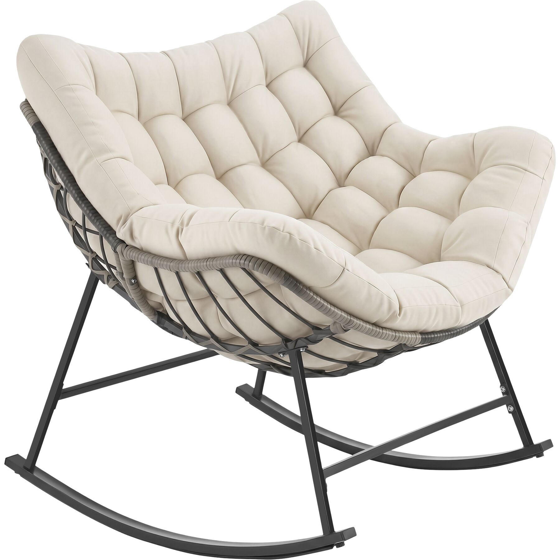 SCHAUKELSTUHL Tami, 93 x 99,5 x 89 cm, beige - Beige, Kunststoff (93/89/99.5cm) - tectake