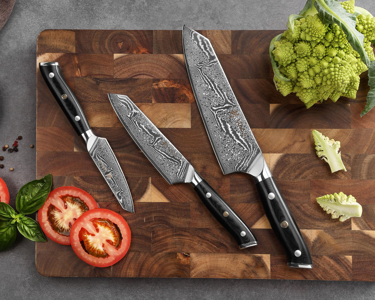 MESSERSET 3-tlg. 10–18 cm - Schwarz, Metall - Wakoli