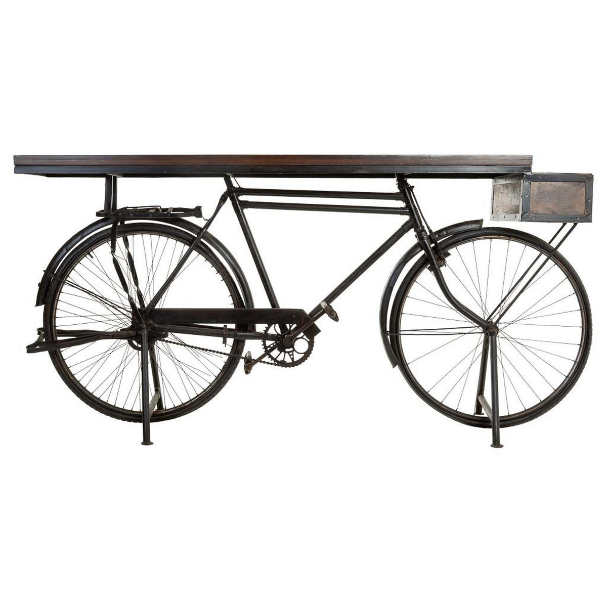 FLURTISCH aus Holz und Metall in Fahrradform, schwarz, 198x50x90 - Multicolor, Metall (50/198/90cm) - Wanderlust