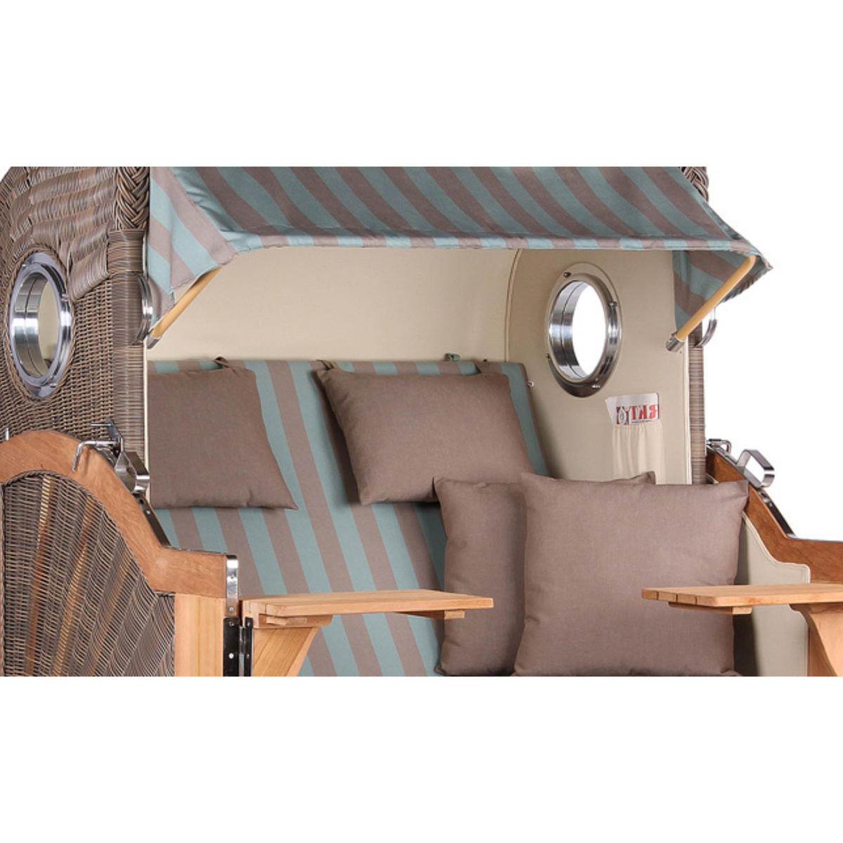 STRANDKORB Baltikum Teak 2,5 Sitzer - Braun/Grau, Holz/Metall (142/170/95cm) - Mr. Deko