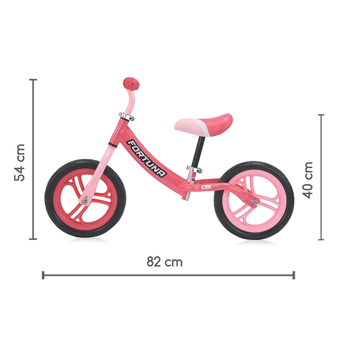 LAUFRAD Fortuna 12 Zoll pink Sitz und Lenker höhenverstellbar - Rosa, Metall (82/40/54cm) - Lorelli