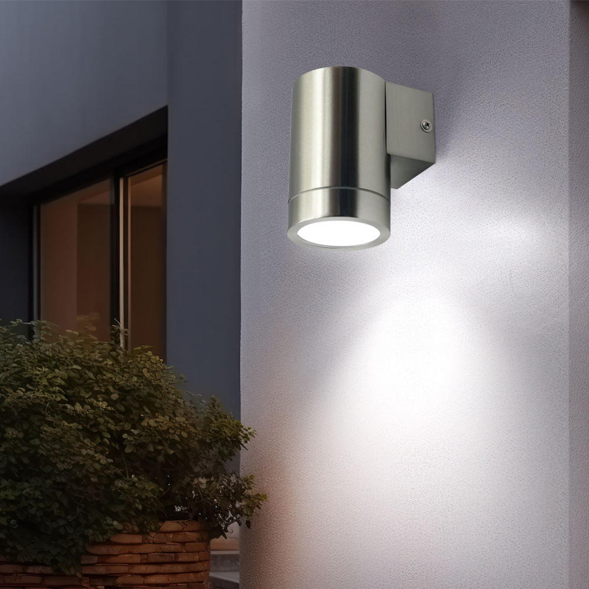 LED AUSSEN-WANDLEUCHTE Edelstahl Silber - Silberfarben, Glas/Metall (7.6/11.8/10.5cm)