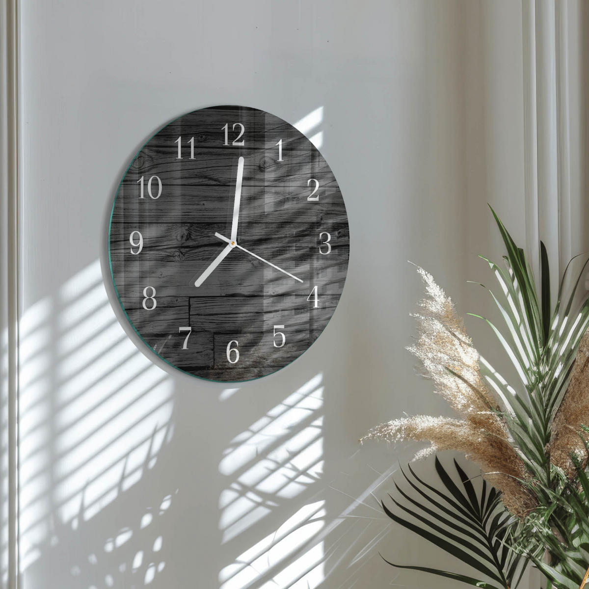 WANDUHR fi30 cm - Holz - Schwarz, Glas (30/30/0.4cm) - TULUP
