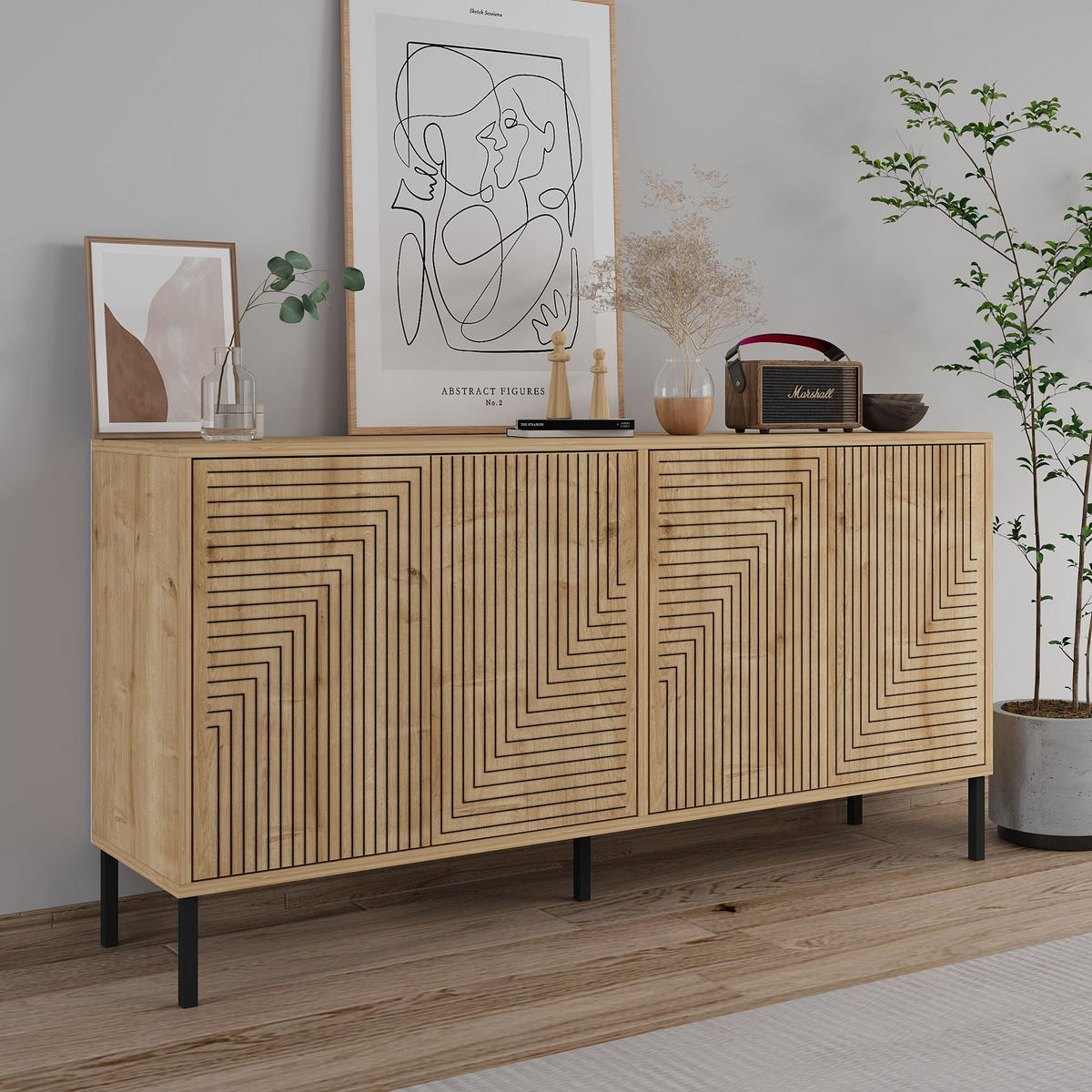 BUFFETSCHRANK evolet beige - Beige, Holz (36/75/150cm) - Habitat Garten