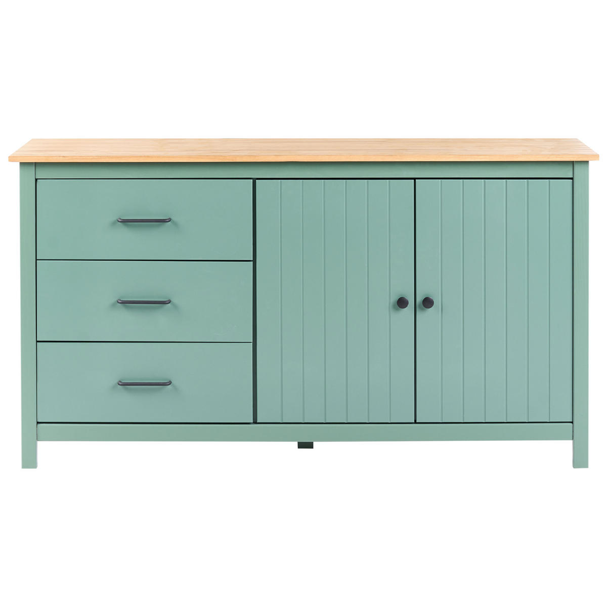 SIDEBOARD mit 2 Türen Kiefernholz Grün Leonora - Hellbraun/Braun, Holz (150/80/40cm) - Beliani