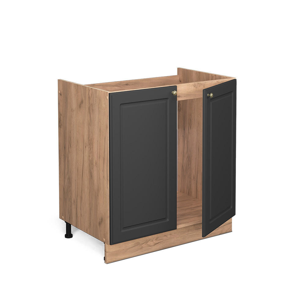 SPÜLENUNTERSCHRANK Fame-Line Anthrazit-Gold 80 cm ohne AP - Honigeiche/Anthrazit, Holzwerkstoff (80/82/51.6cm) - Vicco