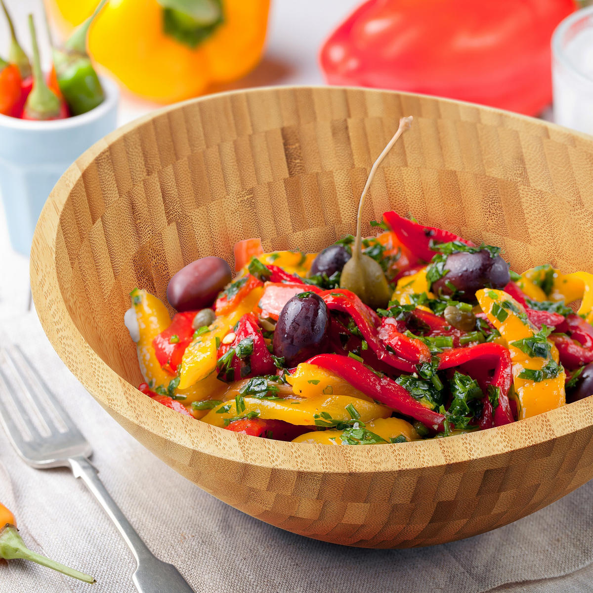 SALATSCHÜSSEL - Hellbraun, Holz (27.5/29/12cm) - Relaxdays