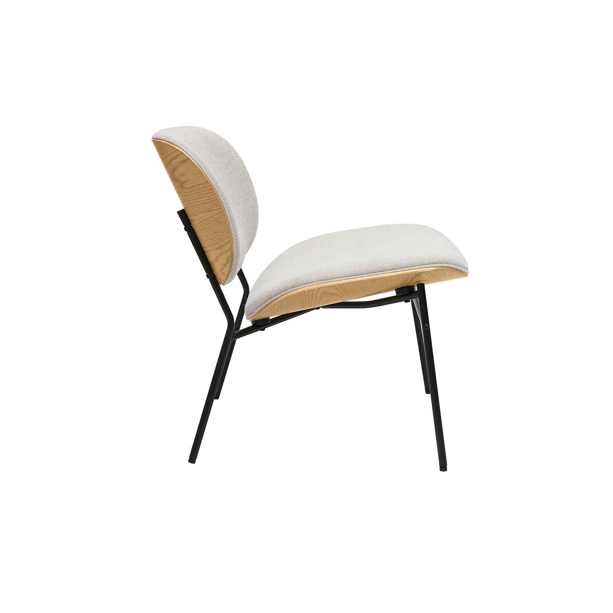 SESSEL Stoff Samtstruktur Beige Metall Schwarz SHELBY - Beige, Textil (67/68/61cm) - Miliboo