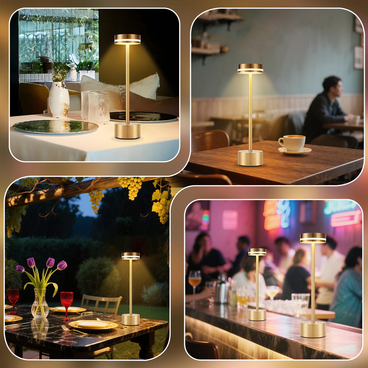 TISCHLEUCHTE Flammer 8/31.5/8 cm - Goldfarben, Metall (8/8/31.5cm) - ZMH