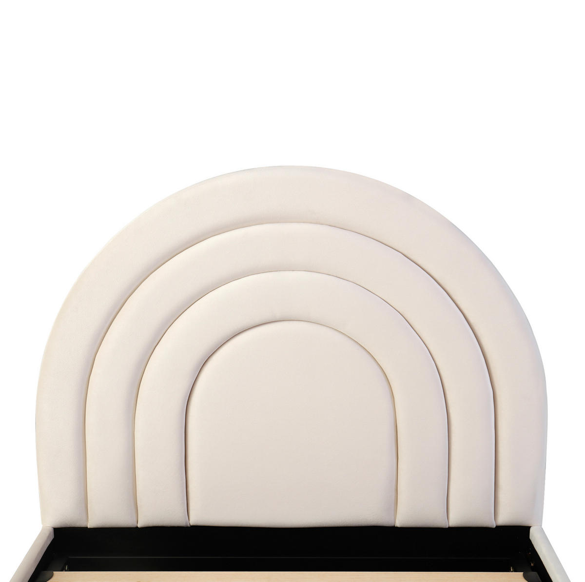 POLSTERBETT 90/200 cm beige aus Samt mit Stauraum und Kopfteil - Beige, Holzwerkstoff (90/200cm) - OKWISH